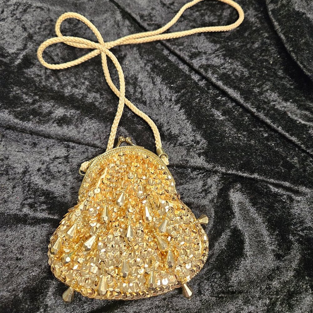 Vintage Confetti gold beaded small bag
